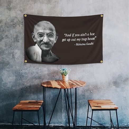 Gandhi Flag 3x5 Feet Banner Funny Flags for Room Cool Tapestry Man Cave Wall Decor with Brass Grommets for College Dorm Room in Kuwait