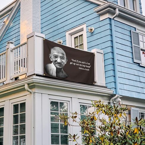 Gandhi Flag 3x5 Feet Banner Funny Flags for Room Cool Tapestry Man Cave Wall Decor with Brass Grommets for College Dorm Room in Kuwait