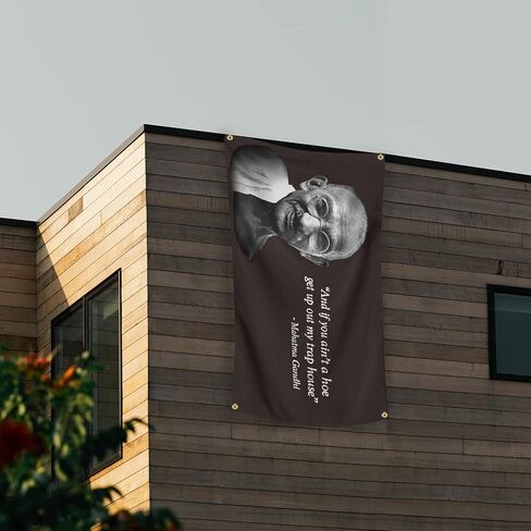 Gandhi Flag 3x5 Feet Banner Funny Flags for Room Cool Tapestry Man Cave Wall Decor with Brass Grommets for College Dorm Room in Kuwait