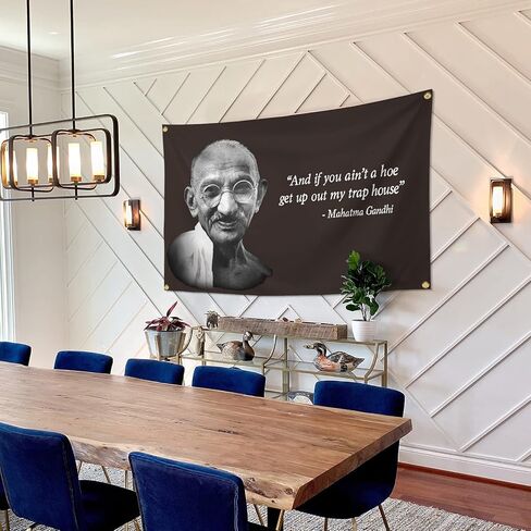 Gandhi Flag 3x5 Feet Banner Funny Flags for Room Cool Tapestry Man Cave Wall Decor with Brass Grommets for College Dorm Room in Kuwait