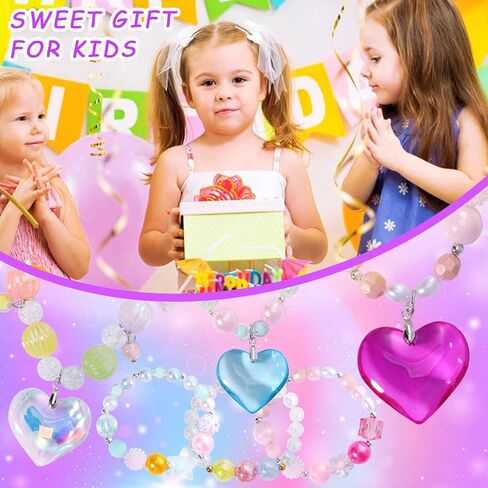 PinkSheep Toddler Jewelry Kids Jewelry Kids Necklace Choker and Bracelet 3 Pack 9pcs, Little Girls Jewelry In Box, Flower Girl Gift Kids Girls Accessories in Kuwait