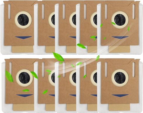 10 أكياس غبار للاستعمال مرة واحدة متوافقة مع المكانس الكهربائية الروبوتية ECOVACS Deebot T8 AIVI/T8/N8 Pro Plus/T9 Series/DX93/DDX96 (ليست لـ Deebot T10) in Kuwait