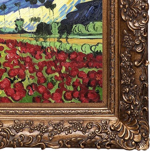 La Pastiche VG2667-FR-256G20X24 مجموعة من الخشخاش المرصعة بالنجوم عمل فني أصلي مطلي يدويًا بإطار ذهبي بورجيون in Kuwait