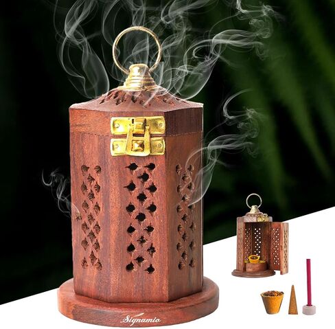 Sambrani Dhoop Stand - Ceramic Dhoop Holder for Pooja Room Decoration Items - Elegant and Durable Design - Black in Saudi Arabia