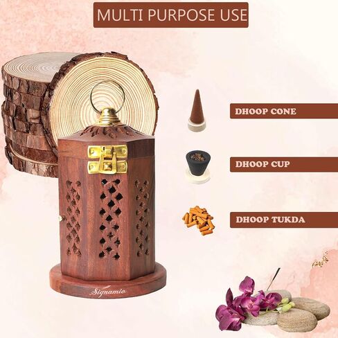 Sambrani Dhoop Stand - Ceramic Dhoop Holder for Pooja Room Decoration Items - Elegant and Durable Design - Black in Saudi Arabia