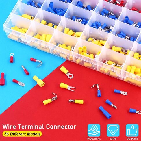 Hilitchi 600Pcs 22-10 Gauge Electrical Insulated Ring Bullet Butt Spade Fork Splice Crimp Wire Terminals Connectors Assorted Kit in Saudi Arabia