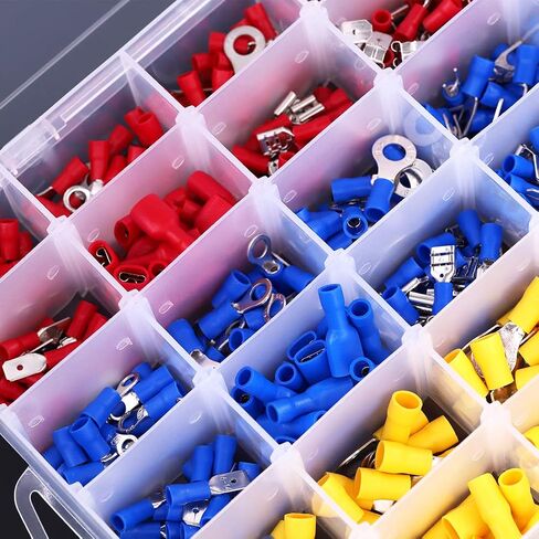 Hilitchi 600Pcs 22-10 Gauge Electrical Insulated Ring Bullet Butt Spade Fork Splice Crimp Wire Terminals Connectors Assorted Kit in Saudi Arabia