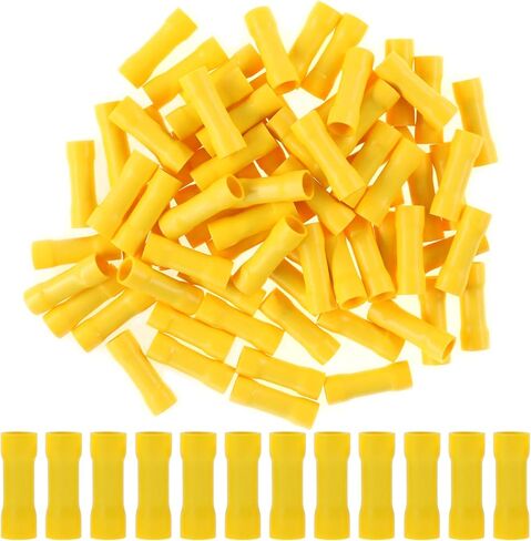 Hilitchi 100pcs 12-10 Gauge Butt Insulated Splice Terminals Electrical Wire Crimp Connectors (Yellow / 12-10AWG) in Saudi Arabia
