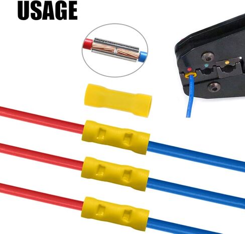 Hilitchi 100pcs 12-10 Gauge Butt Insulated Splice Terminals Electrical Wire Crimp Connectors (Yellow / 12-10AWG) in Saudi Arabia