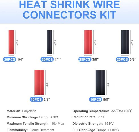 240pcs Copper Wire Lugs Battery Terminals Battery Cable Ends, AWG 2 4 6 8 10/12 Gauge Wire Connectors, 110Pcs Wire Lugs Terminal Connectors with 130Pcs Heat Shrink Tubing for Marine Electrical in Saudi Arabia
