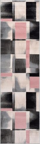 Well Woven Good Vibes Blush Pink Modern Geometric High-Low Textured Runner Rug, 2'7" x 9'10" in Saudi Arabia