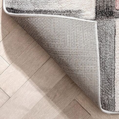 Well Woven Good Vibes Blush Pink Modern Geometric High-Low Textured Runner Rug, 2'7" x 9'10" in Saudi Arabia