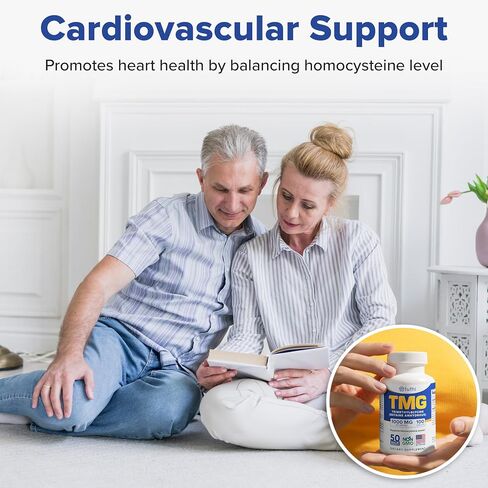 TMG Supplements – Trimethylglycine Betaine 1000mg Supports Healthy Homocysteine Levels, Blood Pressure & Cardiovascular Support – 100 Vegan-Friendly Tablets – Gluten-Free, Non-GMO, US Made in Saudi Arabia