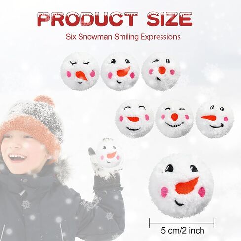 Zhanmai 30 Pcs Snowballs for Fights Indoor, Plush Balls Snowball Fun Snowman Face Snowballs Reusable Soft Stuffed Snowballs Indoor Outdoor Game Snowman Balls for Winter Game Decorations (Cute,2 Inch) in Kuwait