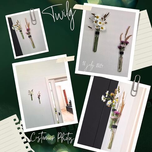 Magnetic Wall Hanging Plant Propagation Station - 2PC - Black Leather Wrapped Test Tube Vase Set, Modern Home and Office Decor, Hydroponic Plant Holder, Includes Wall Mount Magnets in Saudi Arabia