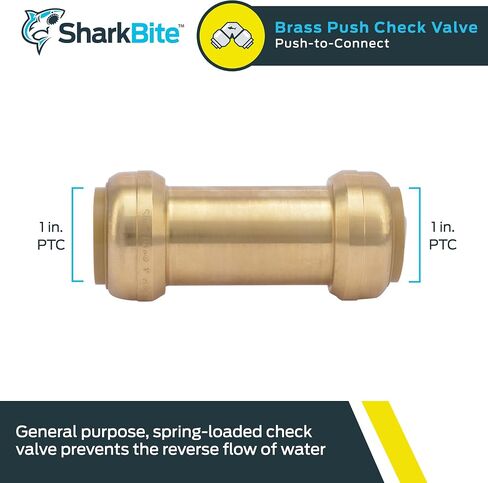 SharkBite 1 Inch Check Valve, Push to Connect Brass Plumbing Fitting, PEX Pipe, Copper, CPVC, PE-RT, HDPE, U2020-0000LFA in Saudi Arabia