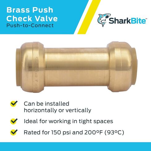 SharkBite 1 Inch Check Valve, Push to Connect Brass Plumbing Fitting, PEX Pipe, Copper, CPVC, PE-RT, HDPE, U2020-0000LFA in Saudi Arabia