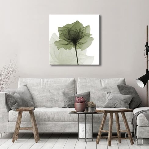 Wieco Art Large Contemporary Gallery Wrapped Floral Giclee Canvas Print Green Flickering Flowers Pictures Paintings on Canvas Wall Art Ready to Hang for Living Room Home Decorations 24x24 inch in Kuwait