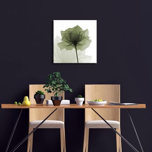 Wieco Art Large Contemporary Gallery Wrapped Floral Giclee Canvas Print Green Flickering Flowers Pictures Paintings on Canvas Wall Art Ready to Hang for Living Room Home Decorations 24x24 inch in Kuwait