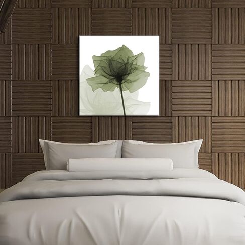 Wieco Art Large Contemporary Gallery Wrapped Floral Giclee Canvas Print Green Flickering Flowers Pictures Paintings on Canvas Wall Art Ready to Hang for Living Room Home Decorations 24x24 inch in Kuwait