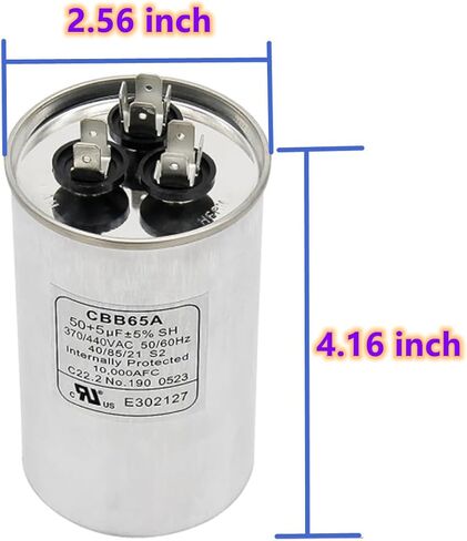 50+5 MFD 50/5 uF 370/440VAC CBB65 مكثف بدء دائري مزدوج التشغيل للمكثف المستقيم البارد، مكيف هواء المضخة الحرارية، محرك التيار المتردد، تشغيل محرك التيار المتردد، تشغيل المروحة in Kuwait