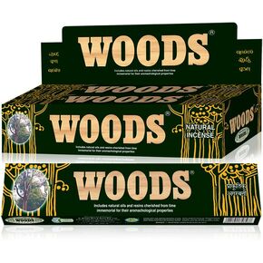 Woods Natural Incense Sticks, 90 Sticks | 9" Inch Agarbatti Sticks with 50 Mins Burning time | Woody, Sandal, Amber Fragrance | Natural Fragrance for Puja & Meditation | 15 Sticks/Pack