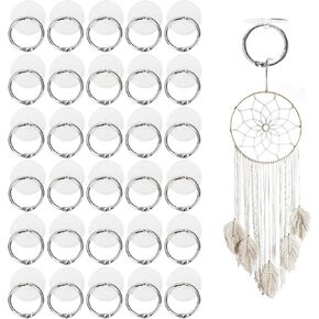 30 Pcs 3 cm Adhesive Ceiling Hook with Stainless Steel Ring Clear Adhesive Hooks No Drill Ceiling Hooks for Kitchen Bathroom Living Room Ceiling Decoration, Weight Capacity 1.4 Kg/3 lbs