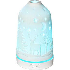 HOMCOM 100ml Ultrasonic Aromatherapy Diffuser, Essential Oils Humidifier with Ceramic Cover, 7 Colors LED Lights, Timer, Waterless Auto-Off for Home and Office, White
