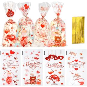 BOEIAC Thanksgiving Treat Bags,100 Pcs Thanksgiving Fall Cellophane Treat Bags, Plastic Autumn Maple Leaves Pumpkin Candy Goodie Bags with Twist Ties for Thanksgiving Fall Theme Party Favor