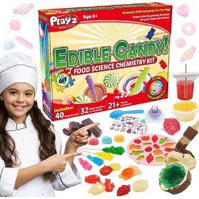Playz Edible Slime Candy Making Science Kit for Kids Ages 8-12 Years Old - Food Science Chemistry Kid Science Kit with 25 Experiments to Make Slime Chocolates, Educational Science Kits for Boy & Girls
