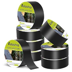 Joist Tape,1 5/8" x 50' Joist Tape for Decking,Waterproof Butyl Tape, Weather Resistance Flashing Joist Tape, Self-Adhesive Butyl Joist Tape, for Decking Joists Wood Decks Beams（6 Rolls）