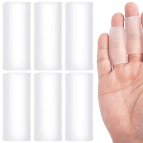 6pcs Gel Finger Sleeve, Silicone Finger Cots Protectors, Elastic Clear Finger Cushions Tubes for Arthritis Finger Corns Cracking Blisters Calluses Protect