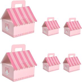 HAN SHENG 30 Pcs House Shaped Treat Candy Favor Boxes Wedding Party Favor Supplies Small Gift Boxes with Handle for Wedding Christmas Birthday Party Ornament Container (Pink)