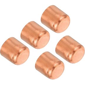 PATIKIL 3/8 Inch ID Copper Pipe End Cap, 5 Pack Copper Fitting Cap Sweat Plug Solder Connection for Plumbing HVAC Air Conditioner