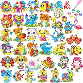 Diamond Painting Stickers Kits for Kids, ACSAUMMY 40 pcs Cute Diamond Arts Paintings Stickers 5D DIY Cartoon Diamond Painting for Kids Mosaic Stickers Gem Arts and Crafts for Kids and Adults Beginners in Kuwait