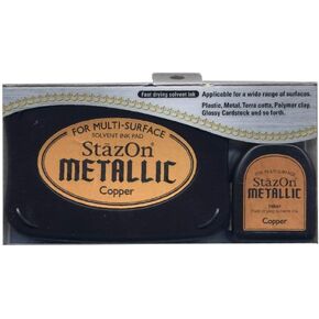 Tsukineko TsukinekoStazOn Metallic Ink Stamping-Copper, Large-Opaque-Archival, pad Size: 7,6 x 4,7 cm