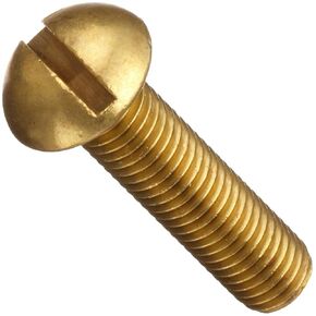 Small Parts Brass Machine Screw, Plain Finish, Round Head, Slotted Drive, Meets ASME B18.6.3, 3/8" Length, Fully Threaded, #0-80 UNF Threads (Pack of 25)