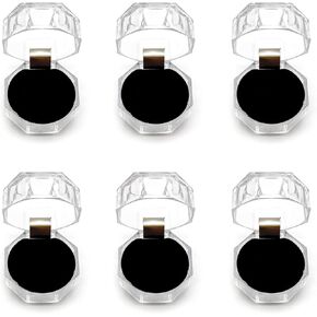 6 Pieces Acrylic Ring Box Single Ring Acrylic Display Jewelry Box Acrylic Ring Display Box Ring Earring Acrylic Gift Box Acrylic Display Organizer Case for Ring Earring, Black Inner Pad