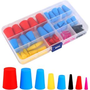 60 قطعة سدادات سيليكون مدببة 8 مقاسات 1/16"-5/8" سدادات مطاطية من السيليكون عالية الحرارة مجموعة سدادات مطاطية عالية الحرارة لحماية الطلاء، ومقابس الفتحات، والرسم، والطلاء in Kuwait
