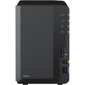 Synology DS223 Diskstation NAS (Realtek RTD1619B Quad-Core 2GB Ram 1xRJ-45 1GbE LAN-Port) 2-Bay 12TB Bundle with 2X 6TB WD Red Plus