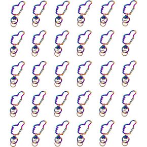 HAN SHENG 30 Pcs Metal Heart Design Spring Snap Keychain Clip Creative Hanging Buckle Key Ring DIY Key Chains Accessories (Rainbow) in Kuwait