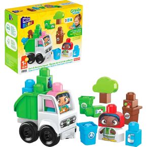 MEGA BLOKS Fisher-Price Toddler Building Blocks, Green Town Build & Learn Eco House With 88 Pieces, Kids Age 1+ Years