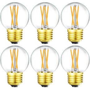 Dimmable G16.5 LED Bulbs,E26 Edison LED Light Bulbs,6W Equal 60 Watt Light Bulb,600lm,Soft White 3000K,Globe Light Bulb for Pendant,Vintage LED Filament Edison Candle Bulb With Decorative,6Pack.