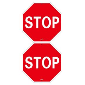 2-pack Stop Signs Red Stop Signage Aluminum Traffic Sign Warning Sign with 2 Pre-drilled Mount Holes, 30 X 30 cm
