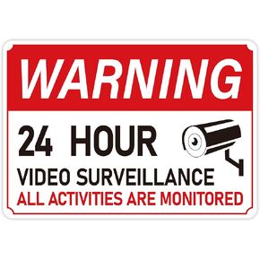 Video Surveillance Sign Sticker，Self-Adhesive Waterproof and UV Protected Security Camera Sign，24 Hour Video Surveillance Sign for Home, Business Indoor or Outdoor Use (Small）