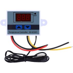 Temperature Controller, DC 12V 120W Digital LED Temperature Controller Module XH-W3001 Mini Thermostat Switch with Waterproof Sensor Probe