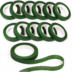 Flower Tape,Floral Tape for Bouquets,12 Rolls of 1/2 "Wide Dark Green Flower Tape,Used for Wrapping Bouquet Stems and Flower Crafts,Wedding Bouquet (Dark Green, Size 264 Yards)