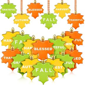 24 Pieces Fall Maple Leaf Tree Ornaments Thanksgiving Maple Leaf Hanging Pendant Autumn Decorative Hanging Ball Harvest Bright Color Maple Leaf Hanging Decor for Party Supplies Door Garland