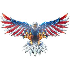 American Flag Eagle Metal Sign Wall Art, Independence Day 4th of July Wall Decoration Hanging Patriotic Bald Eagle Sculpture Armed Forces Veterans Day Gift for Mens Soldiers Indoor Garage (20'')