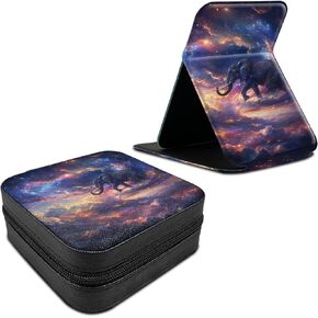 Travel Jewelry Box Plus Mini Folding Mirror, PU Leather Women Jewelry Storage Case Small Portable Jewellery Organizer Holder for Rings Earrings Necklaces Bracelets, Cow Print